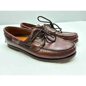 VTG 90s/Y2K Timberland Brown Leather Slip on Moccasins Boat Shoes 10.5M